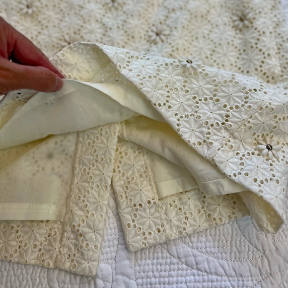Talbots Cream Gold Lace Skirt With Flowers Size 10‎ NWT - Picture 10 of 12